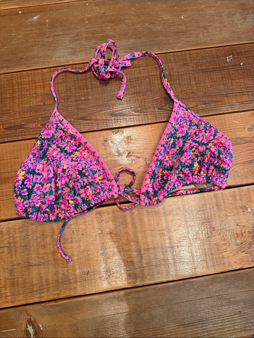 wild fable Pink Floral Halter Triangle Bikini Top